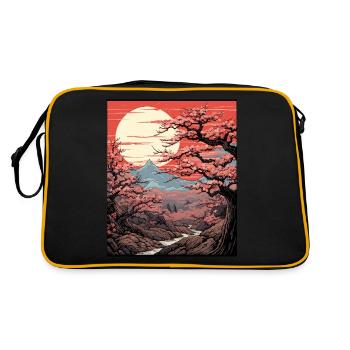 Japanese Cherry Blossom Tree Art Print Sakura - Retro Bag - black/gold - Back