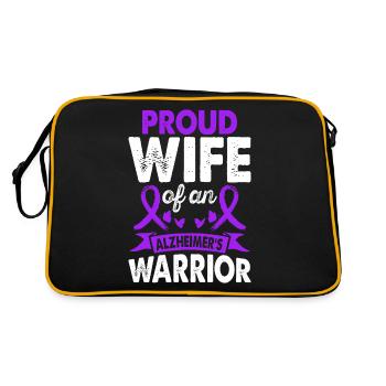 Ehefrau Des Alzheimer-kriegermonats Lila Band - Retro Tasche - Schwarz/Gold - Hinten