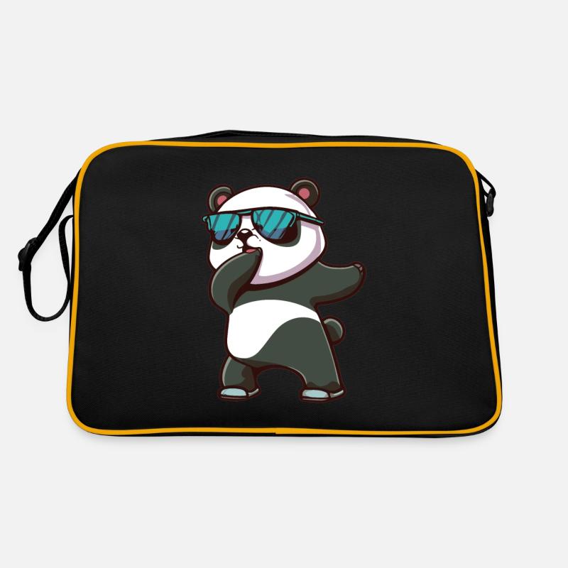 Panda Dabbing Panda Pandas Panda Baby - Retro Tasche - Schwarz/Gold
