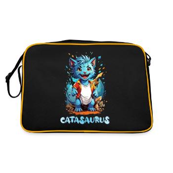 Catasaurus cat dinosaur chibi - Retro Bag - black/gold - Back