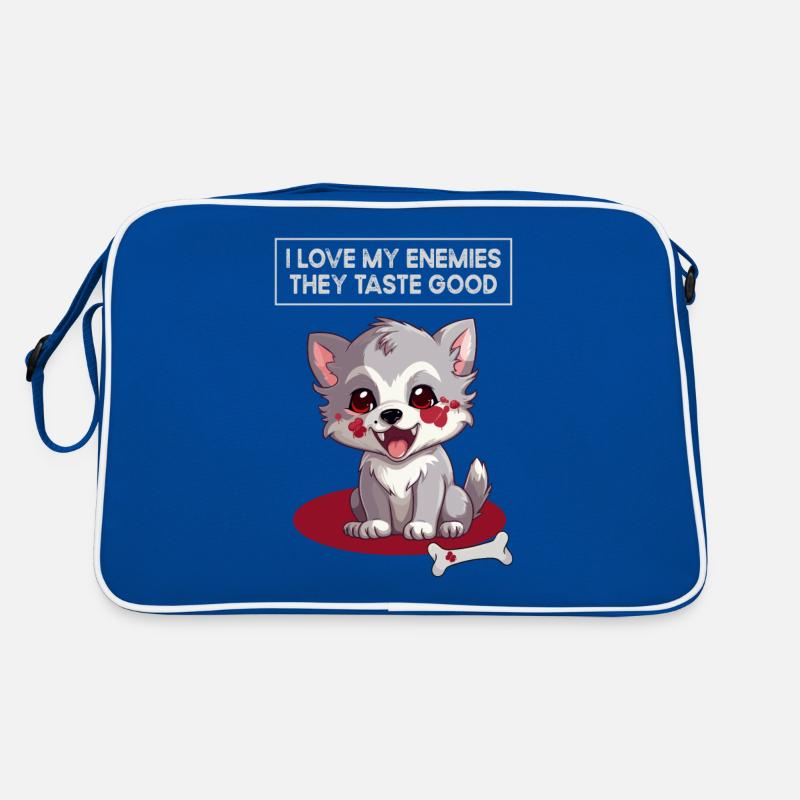 Ich liebe meine Feinde, Humor, Sarkasmus, Wolf Retro Tasche
