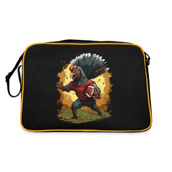Thanksgiving Turkey Quarterback Touchdown - Retro Tasche - Schwarz/Gold - Hinten