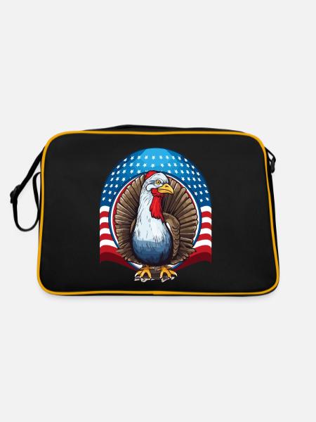 Patriotic USA Turkey Thanksgiving - Retro Bag - black/gold - Back