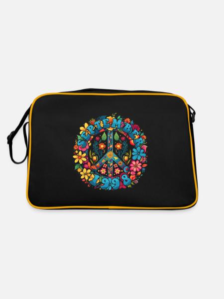 Flower Power Hippie Birthday - September 1998 - Retro Bag - black/gold - Back