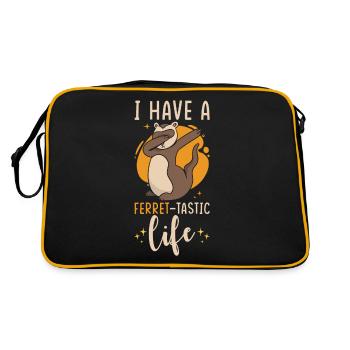 Frettchen Geschenk für Frettchen Besitzer - Retro Tasche - Schwarz/Gold - Hinten