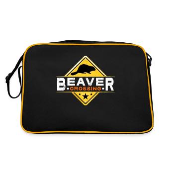 Beaver Dam Beaver Crossing Rodent Animals Lover - Retro Bag - black/gold - Back