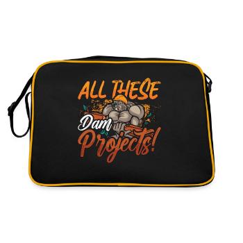 Beaver Dam All These Dam Projects Rodent Animals - Retro Bag - black/gold - Back