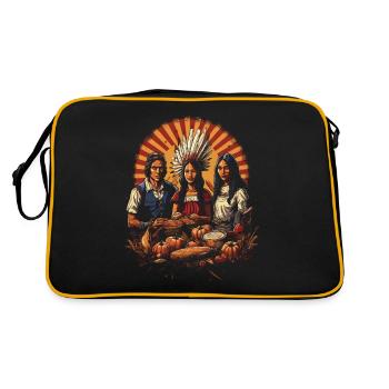 Pèlerins et Indiens Action de grâce culturelle - Sac Retro - noir/or - Dos