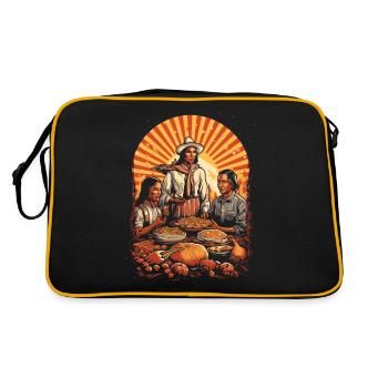Pèlerins et Indiens Action de grâce culturelle - Sac Retro - noir/or - Dos