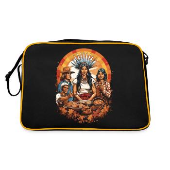 Pèlerins et Indiens Action de grâce culturelle - Sac Retro - noir/or - Dos
