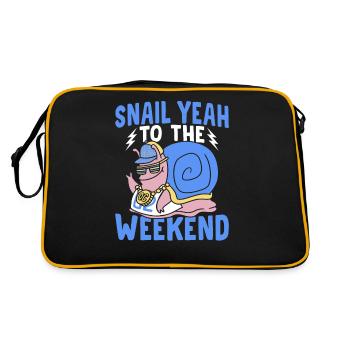 Schnecken Liebhaber Schnecke Ja Zum Wochenende - Retro Tasche - Schwarz/Gold - Hinten
