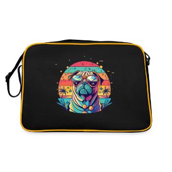 Mops Mops Hund Mops Geschenke Mops Sonnenbrille - Retro Tasche - Schwarz/Gold - Hinten