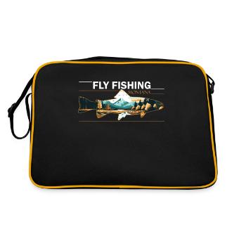 Fly Fishing in Montana Retro Scenic Landscape - Retro Bag - black/gold - Back