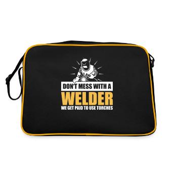 Welder Warning – Experts with Torches - Retro Bag - black/gold - Back