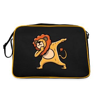 lion dabbing dab dabbing animals lion dab - Retro Bag - black/gold - Back