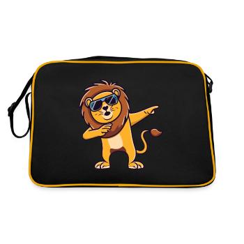 lion dabbing dab dabbing animals lion dab - Retro Bag - black/gold - Back