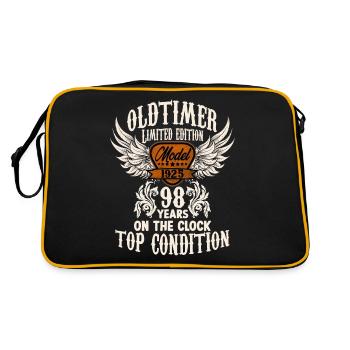 98 years oldtimer fan rocker biker birthday - Retro Tasche - Schwarz/Gold - Hinten