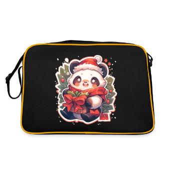 Panda Christmas Panda Pandas Panda Christmas - Retro Bag - black/gold - Back