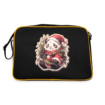 Panda Christmas Panda Pandas Panda Christmas - Retro Bag - black/gold - Back