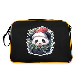 Panda Christmas Panda Pandas Panda Christmas - Retro Bag - black/gold - Back