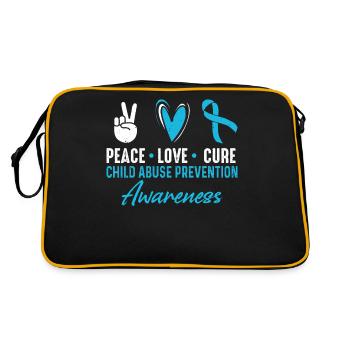 Peace Love Cure Child Abuse Prevention Awareness - Retro Bag - black/gold - Back