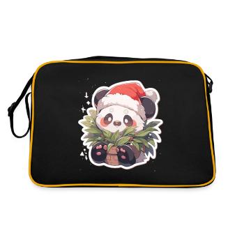 Panda Christmas Panda Pandas Panda Christmas - Retro Bag - black/gold - Back