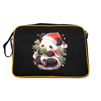 Panda Christmas Panda Pandas Panda Christmas - Retro Bag - black/gold - Back