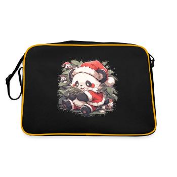 Panda Christmas Panda Pandas Panda Christmas - Retro Bag - black/gold - Back