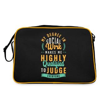 Social Service My Degree In Social Work Makes Aide - Retro Bag - black/gold - Back