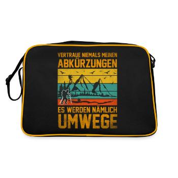 Wanderer Humor Wanderer Wandern Wanderausflug - Retro Tasche - Schwarz/Gold - Hinten