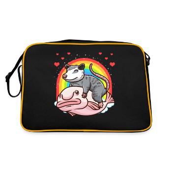 Cute possum and blob fish rainbow - Retro Bag - black/gold - Back