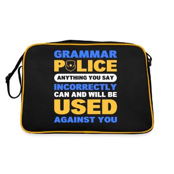 Grammatik Polizei Witzig Sarkastisch Englisch - Retro Tasche - Schwarz/Gold - Hinten