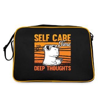Capybara Self Care Time Pensées profondes Grand rongeur - Sac Retro - noir/or - Dos