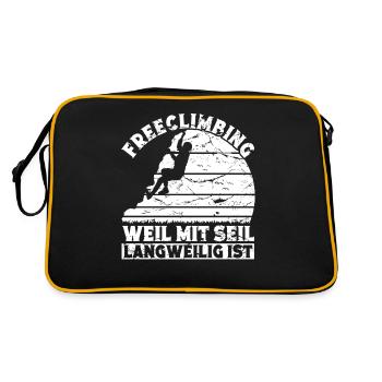 Boulderer Klettern Bouldern Kletterhalle - Retro Tasche - Schwarz/Gold - Hinten