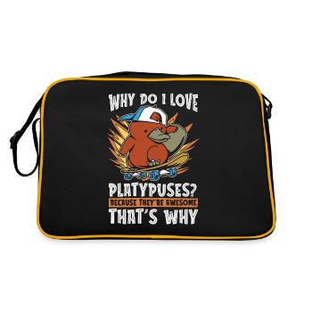 Platypus Why Do I Love Platypuses Living Fossil - Retro Tasche - Schwarz/Gold - Hinten