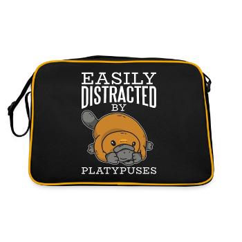 Platypus Easily Distracted By Platypuses Animals - Retro Tasche - Schwarz/Gold - Hinten