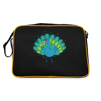 cool peacock with sunglasses bird feathers - Retro Bag - black/gold - Back