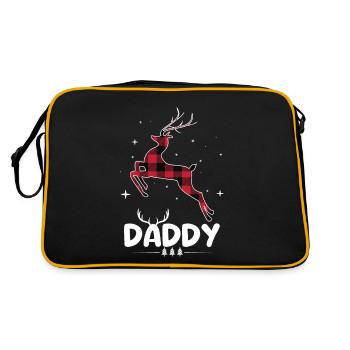 Rot kariert Rentier Daddy Weihnachten Weihnachten - Retro Tasche - Schwarz/Gold - Hinten
