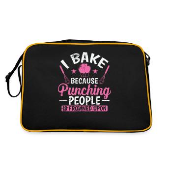 I Bake because Punching People is Frowned upon - Retro Bag - black/gold - Back