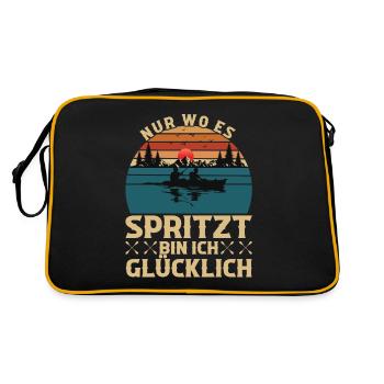 Kajak Paddler Kajakfahrer Paddeln Kajakfahren - Retro Tasche - Schwarz/Gold - Hinten