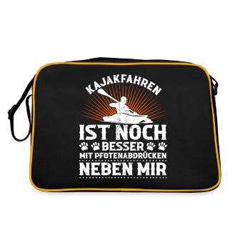 Kajakfahrer Kajak Paddler Paddeln Kajakfahren - Retro Tasche - Schwarz/Gold - Hinten