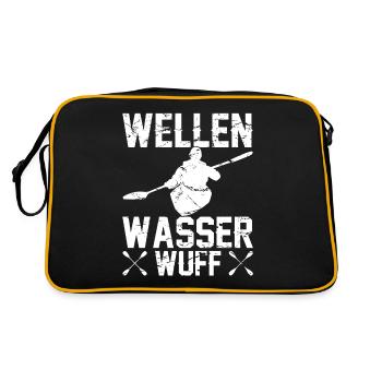 Kajak Paddeln Kajakfahrer Paddler Kajakfahrer - Retro Tasche - Schwarz/Gold - Hinten