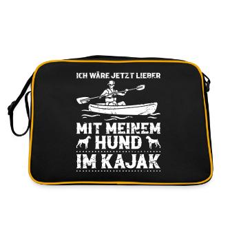 Kajakfahrer Humor Paddeln Kajak Kajakfahren - Retro Tasche - Schwarz/Gold - Hinten