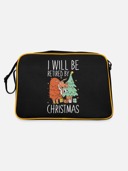 Rentner Rente Weihnachten - Retro Tasche - Schwarz/Gold - Hinten