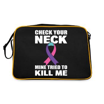 Check Your Neck Mine Tried To Kill Me Thyroid - Retro Bag - black/gold - Back