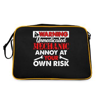 Warning Unmedicated Mechanic Annoy At Your Own - Retro Bag - black/gold - Back