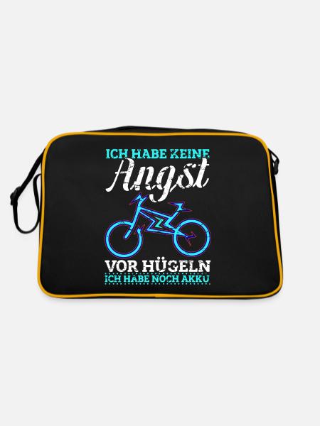 Elektrofahrrad E-Bike Fahrrad Fahrradfahrer - Retro Tasche - Schwarz/Gold - Hinten