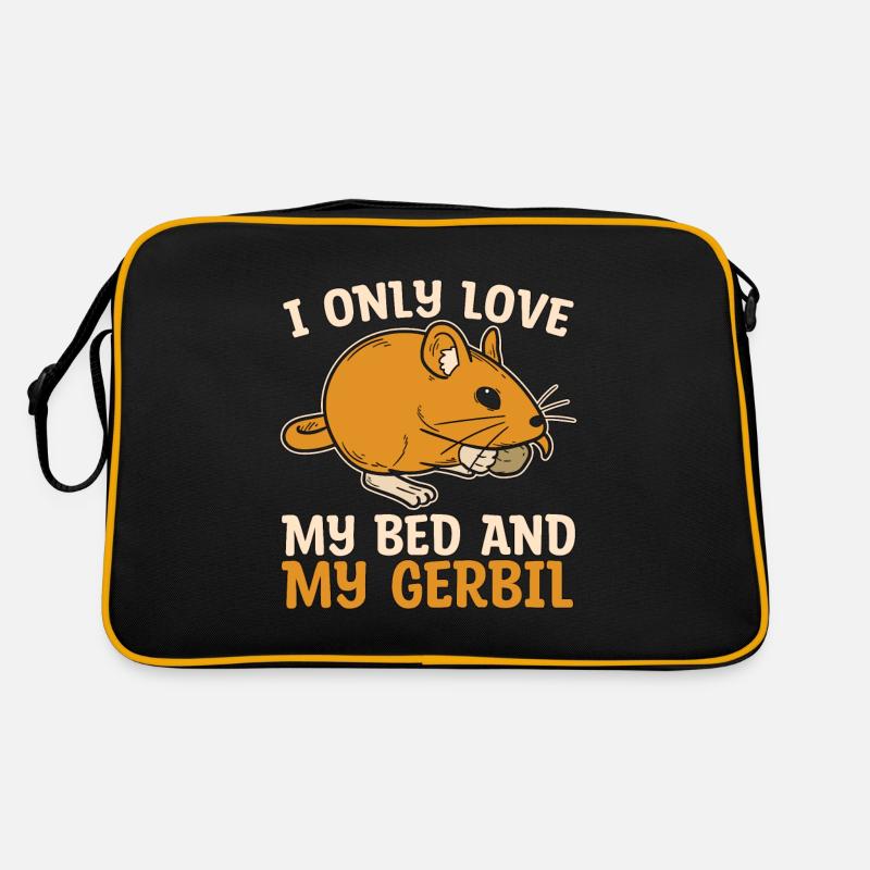 Gerbille Je n’aime que mon lit et mon rat de course de gerbille - Sac Retro - noir/or