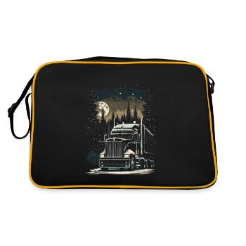 Weihnachts Lkw Fahrer Weihnachten Sattelschlepper - Retro Tasche - Schwarz/Gold - Hinten