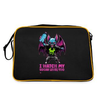 La chauve-souris diabétique fête Halloween Je - Sac Retro - noir/or - Dos